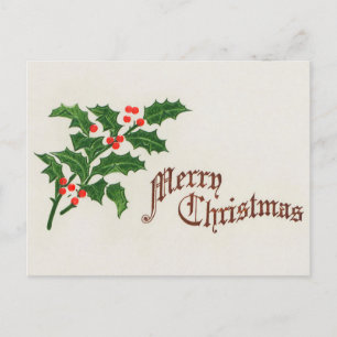 Cartes Pour Fêtes Annuelles Joyeux Noël Holly Berries Vintage