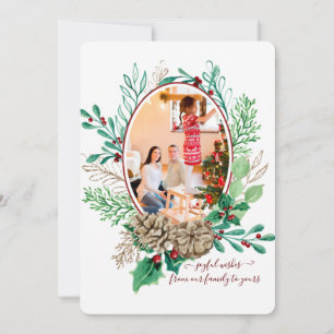 Cartes Pour Fêtes Annuelles Joyeux Noël Holly Berry Pine Cone