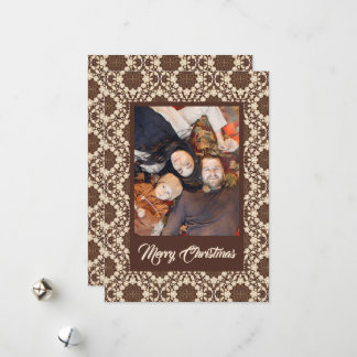 Cartes Pour Fêtes Annuelles Joyeux Noël Holly | Crème Vintage et Marron |