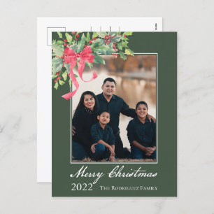 Cartes Pour Fêtes Annuelles Joyeux Noël Holly et Berry Greenery Photo Hol