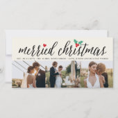 Cartes Pour Fêtes Annuelles Joyeux Noël Holly Mistletoe 3 Mariage photo (Devant)