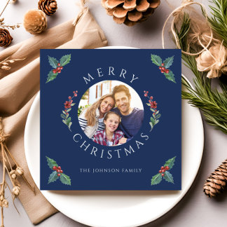 Cartes Pour Fêtes Annuelles Joyeux Noël Holly Photo botanique