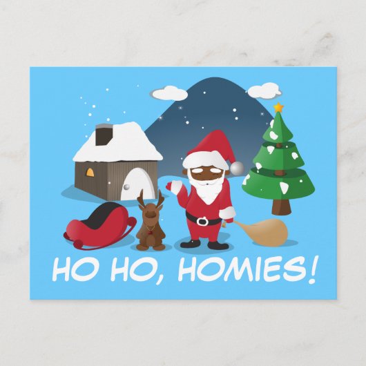Cartes Pour Fêtes Annuelles Joyeux Noël Homeboys : Père Noël Noir & Blingin' (Devant)