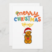 Cartes Pour Fêtes Annuelles Joyeux Noël Honey Ours mignon ours et présent (Devant / Derrière)