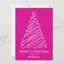 Joyeux Noël Hot rose White Scribble Tree