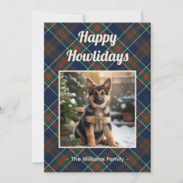 Cartes Pour Fêtes Annuelles Joyeux Noël Howlidays Chien Carreaux Bleu