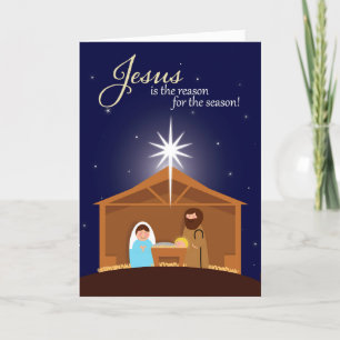 Cartes Pour Fêtes Annuelles Joyeux Noël Illustré la scène de la Nativité
