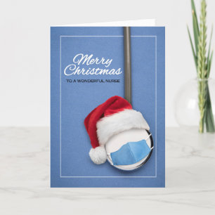 Cartes Pour Fêtes Annuelles Joyeux Noël Infirmière Chapeau de Père Noël et Mas