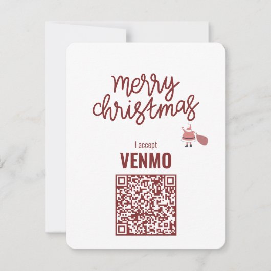 Cartes Pour Fêtes Annuelles Joyeux Noël J'accepte VENMO Drôle (Devant)