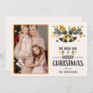 Cartes Pour Fêtes Annuelles Joyeux Noël Jaune Photo de la famille
