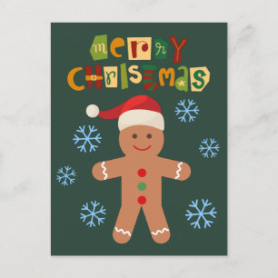 Cartes Pour Fêtes Annuelles Joyeux Noël joli bonhomme en pain d'épice