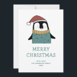 Cartes Pour Fêtes Annuelles Joyeux Noël. Joli hiver Pingouin Père Noël<br><div class="desc">Carte de Noël mignonne avec manchot drôle dans le casquette du Père Noël rouge pour les vacances d'hiver.</div>