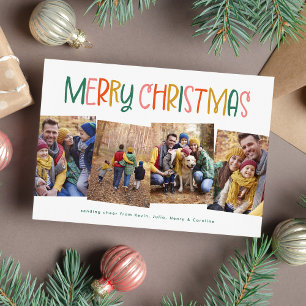 Cartes Pour Fêtes Annuelles Joyeux Noël jolie photo amusante en couleurs quadr