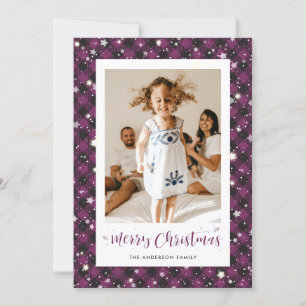 Cartes Pour Fêtes Annuelles Joyeux Noël Jolly Purple Plaid Photo