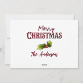 Cartes Pour Fêtes Annuelles Joyeux Noël Joy Cute French Bulldog holly (Dos)