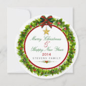 Cartes Pour Fêtes Annuelles Joyeux Noël & Joyeuses Fêtes de Noël Wreath (Dos)