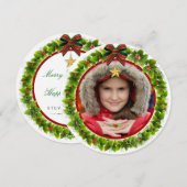 Cartes Pour Fêtes Annuelles Joyeux Noël & Joyeuses Fêtes de Noël Wreath (Devant / Derrière)