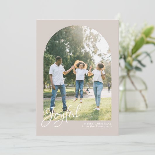 Cartes Pour Fêtes Annuelles Joyeux Noël Joyeux à Arc Joyeux (Debout devant)
