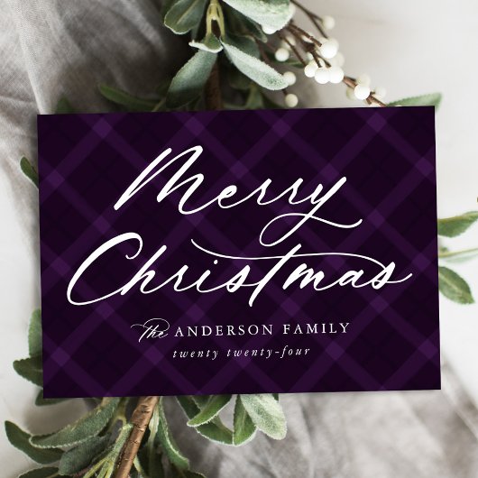Cartes Pour Fêtes Annuelles Joyeux Noël Joyeux Brossé Violet Non Photo
