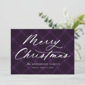 Cartes Pour Fêtes Annuelles Joyeux Noël Joyeux Brossé Violet Non Photo (Debout devant)