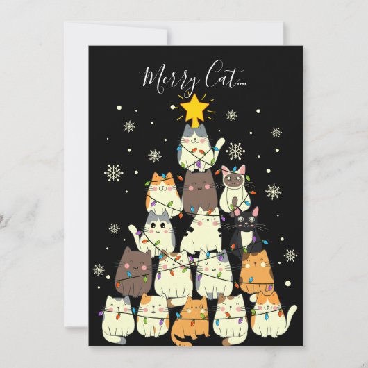 Cartes Pour Fêtes Annuelles Joyeux Noël Joyeux Chat-Mas Cat Tree (Devant)