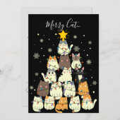 Cartes Pour Fêtes Annuelles Joyeux Noël Joyeux Chat-Mas Cat Tree (Devant / Derrière)