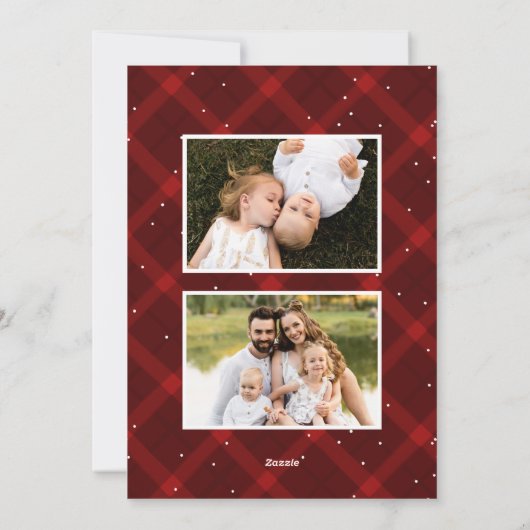 Cartes Pour Fêtes Annuelles Joyeux Noël Joyeux Noël Brossé Rouge 3 Photo (Dos)