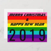 Cartes Pour Fêtes Annuelles Joyeux Noël Joyeux Nouvel An 2019 Arc en ciel (Devant / Derrière)