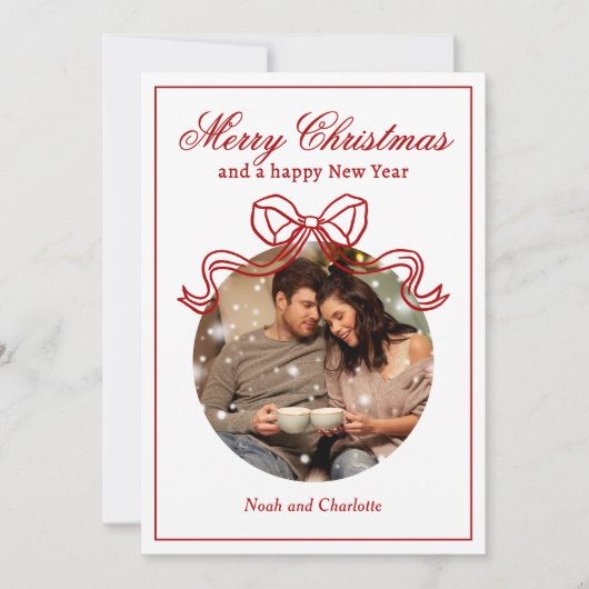 Cartes Pour Fêtes Annuelles Joyeux Noël Joyeux Nouvel An Coquette Bow Photo (Devant)