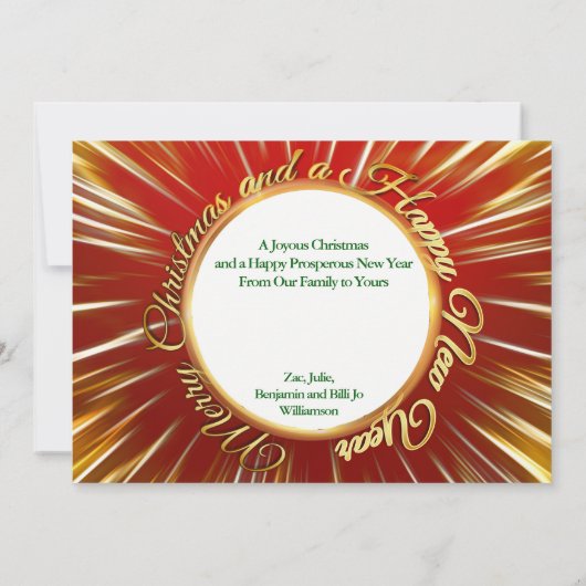 Cartes Pour Fêtes Annuelles Joyeux Noël Joyeux Nouvel An Gold Circle Photo (Dos)
