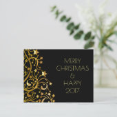 Cartes Pour Fêtes Annuelles Joyeux Noël Joyeux Nouvel An Or étoiles Noir (Debout devant)