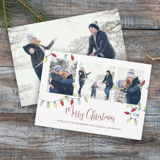 Cartes Pour Fêtes Annuelles Joyeux Noël Joyeux String Lights 4 Photo