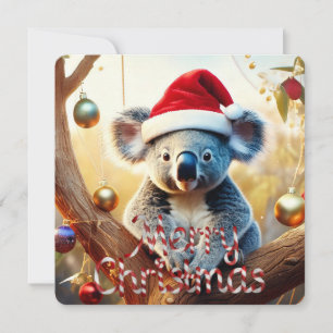 Cartes Pour Fêtes Annuelles Joyeux Noël Koala Santa hat Gumtree Baubles