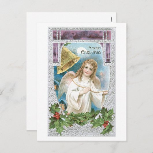 Cartes Pour Fêtes Annuelles Joyeux Noël - l'ange sonne Bell de joie (Devant / Derrière)