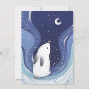 Cartes Pour Fêtes Annuelles Joyeux Noël : Lapin, la Lune et les étoiles