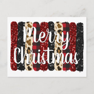 Cartes Pour Fêtes Annuelles Joyeux Noël Léopard Paillettes Pinceaux Glamour