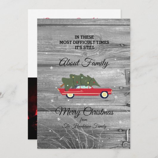 Cartes Pour Fêtes Annuelles Joyeux Noël Les temps les plus difficiles Rustique (Devant / Derrière)