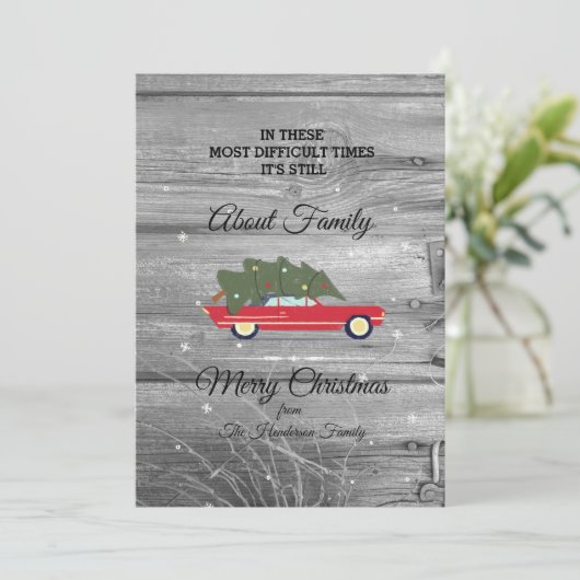 Cartes Pour Fêtes Annuelles Joyeux Noël Les temps les plus difficiles Rustique (Debout devant)