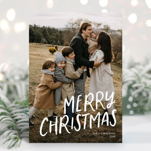 Cartes Pour Fêtes Annuelles Joyeux Noël lettrage moderne simple une photo