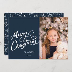 Cartes Pour Fêtes Annuelles Joyeux Noël Lettré à la main de la marine classiqu