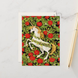 Cartes Pour Fêtes Annuelles Joyeux Noël Licorne Rouge Vert Blanc