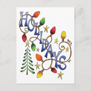 Cartes Pour Fêtes Annuelles Joyeux Noël, Lumières et Étoiles avec Texte de Fêt