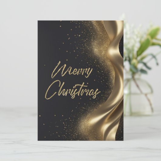 Cartes Pour Fêtes Annuelles Joyeux Noël Luxe Black Gold (Debout devant)