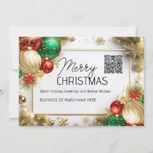 Cartes Pour Fêtes Annuelles Joyeux Noël luxueux or blanc QR affaires