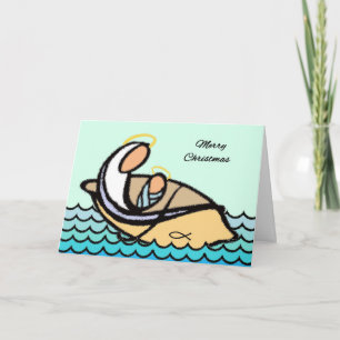 Cartes Pour Fêtes Annuelles Joyeux Noël, Madonna et Enfant en Bateau