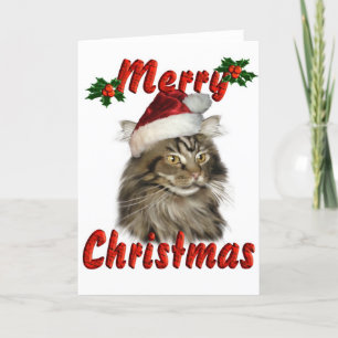 Cartes Pour Fêtes Annuelles Joyeux Noël Maine Coon Cat