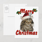 Cartes Pour Fêtes Annuelles Joyeux Noël Maine Coon Cat (Devant / Derrière)