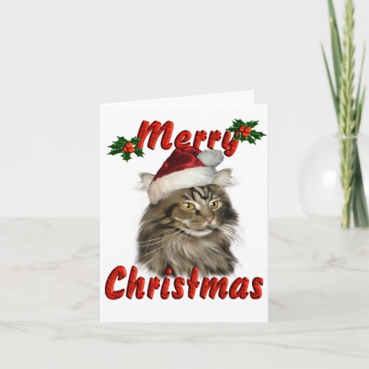 Cartes Pour Fêtes Annuelles Joyeux Noël Maine Coon Cat (Devant)