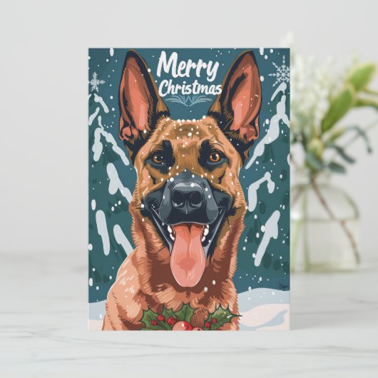 Cartes Pour Fêtes Annuelles Joyeux Noël Malinois belge (Debout devant)