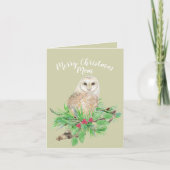 Cartes Pour Fêtes Annuelles Joyeux Noël Maman Grotte Chouette Aquarelle (Devant)